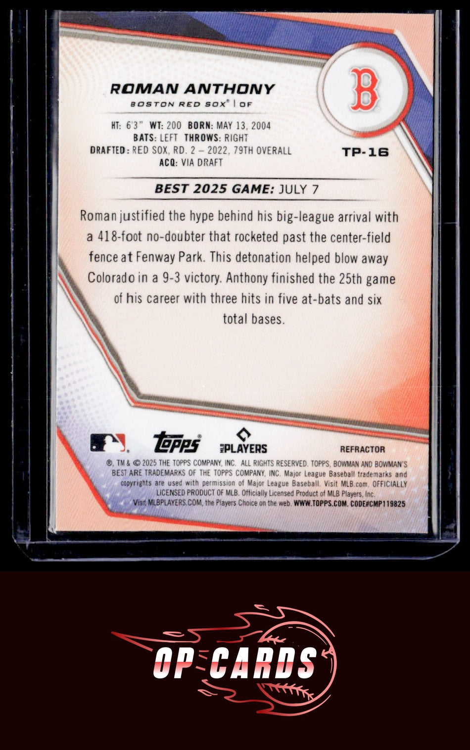 Roman Anthony 2025 Bowman's Best #TP-16 Refractors