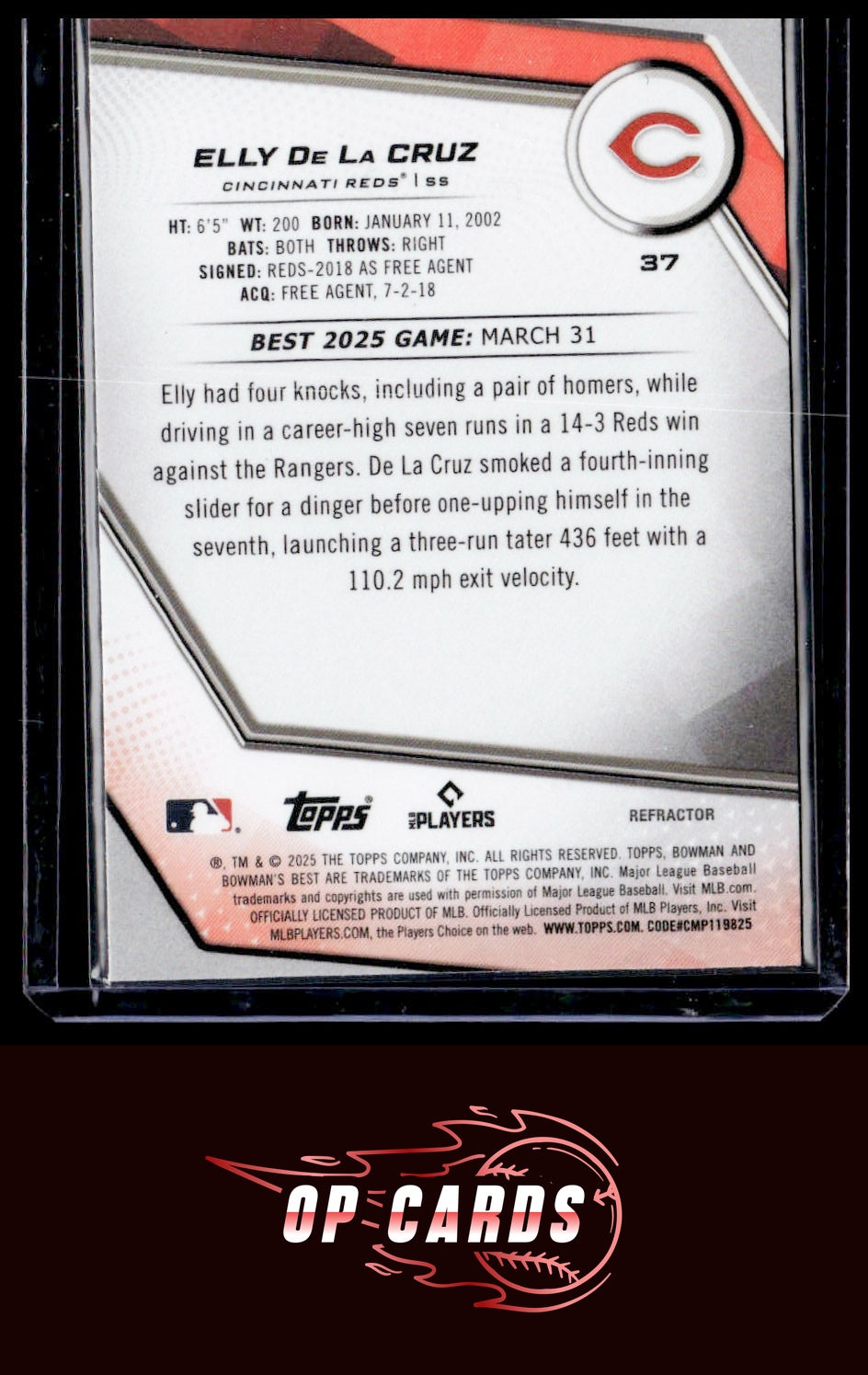 Elly De La Cruz 2025 Bowman's Best #37 Refractors