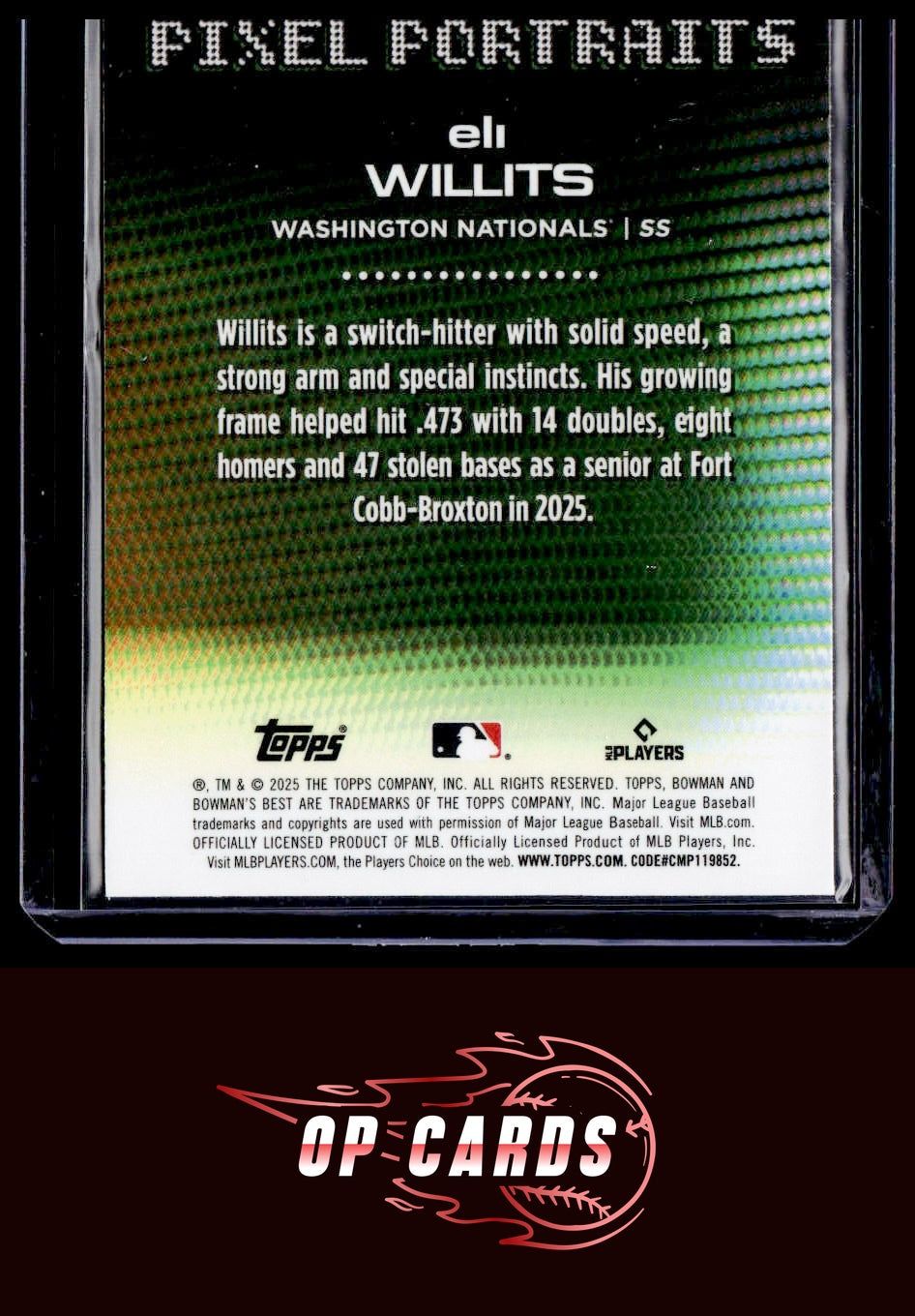 Eli Willits 2025 Bowman's Best #P-21 Pixel Portraits