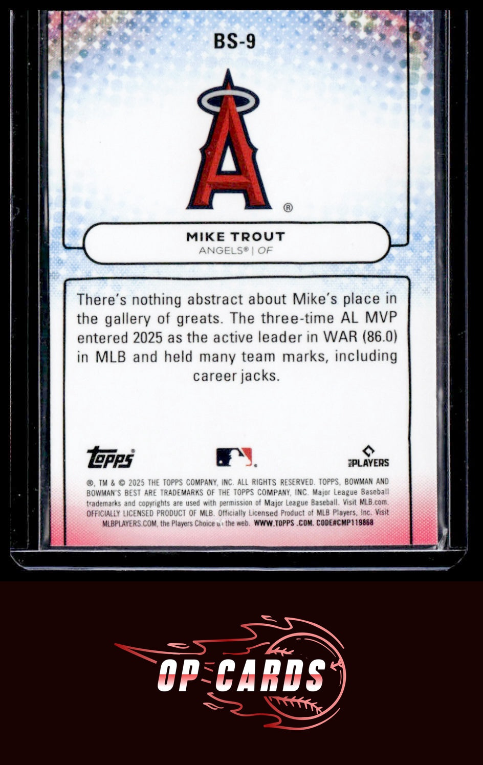 Mike Trout 2025 Bowman's Best #BS-9 Bowman Showpieces Mini-Diamond Refractors