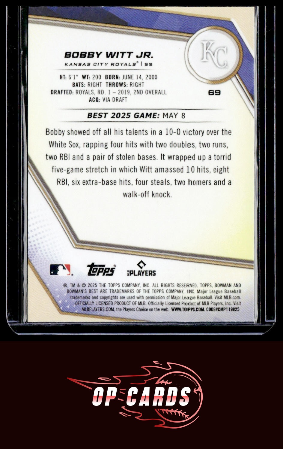 Bobby Witt Jr. 2025 Bowman's Best #69 Wave Refractors