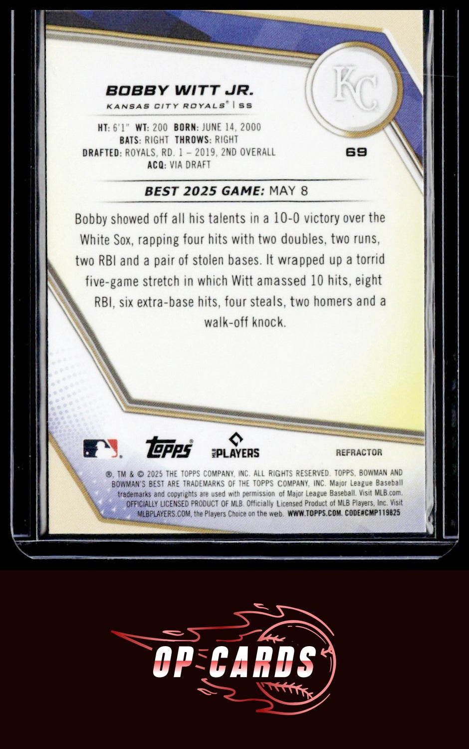 Bobby Witt Jr. 2025 Bowman's Best #69 Refractors