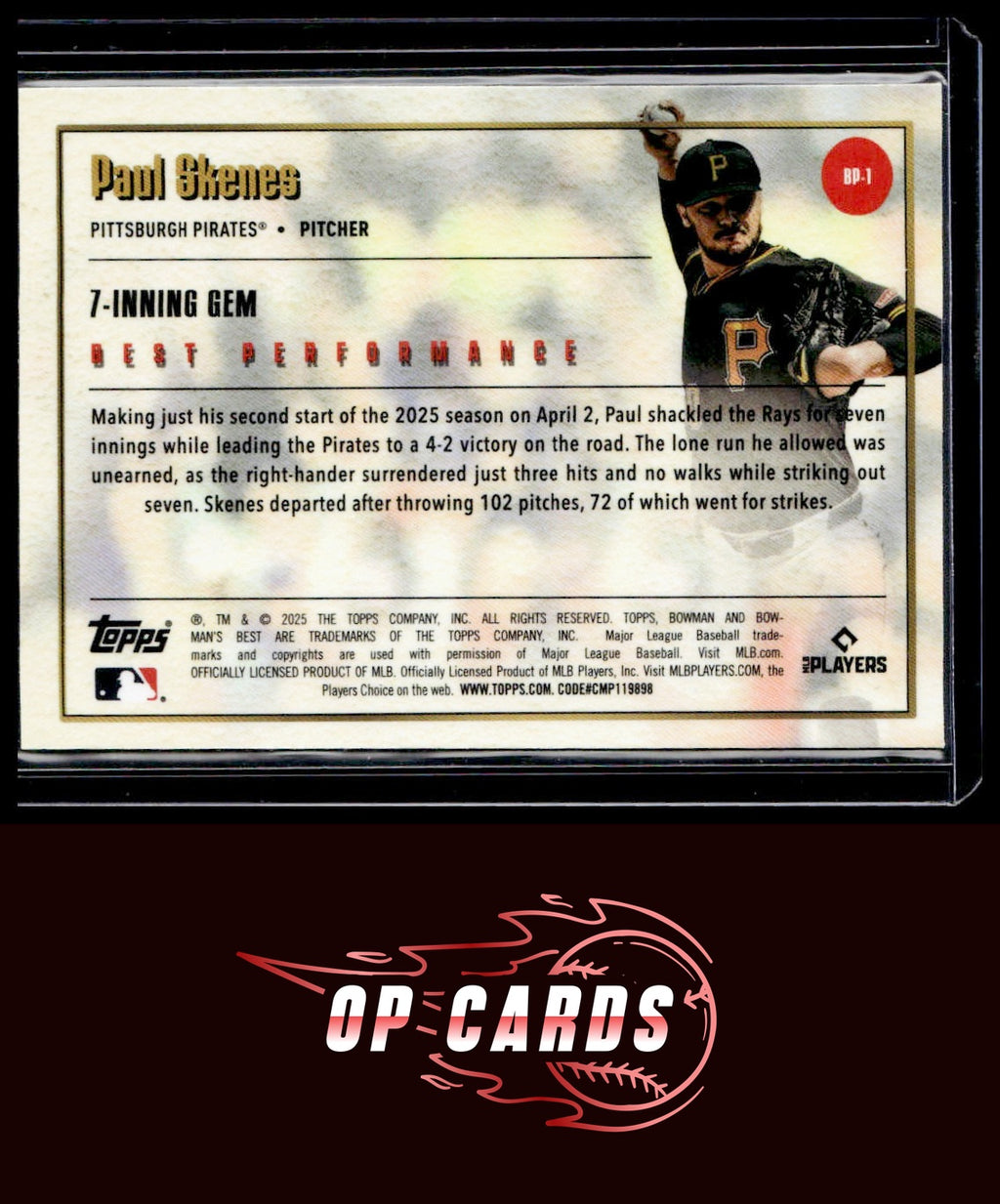 Paul Skenes 2025 Bowman's Best #BP-1 Best Performance