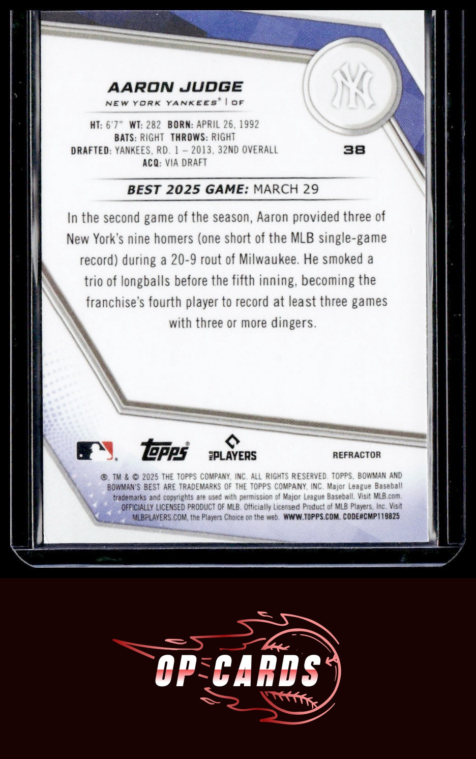 Aaron Judge 2025 Bowman's Best #38 Refractors