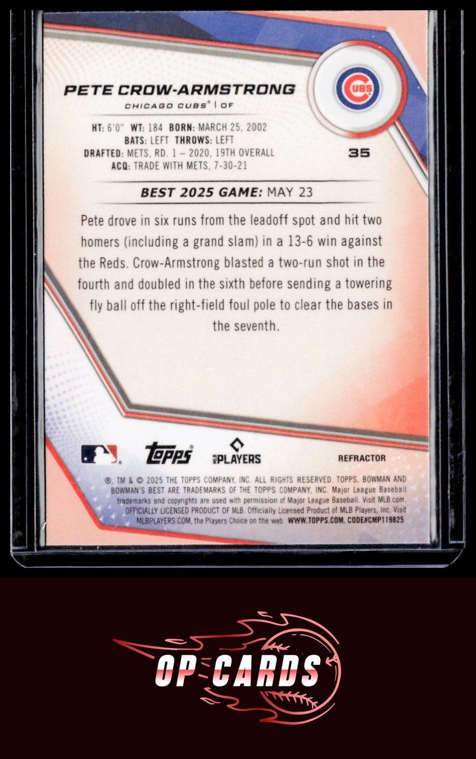 Pete Crow-Armstrong 2025 Bowman's Best #35 Refractors