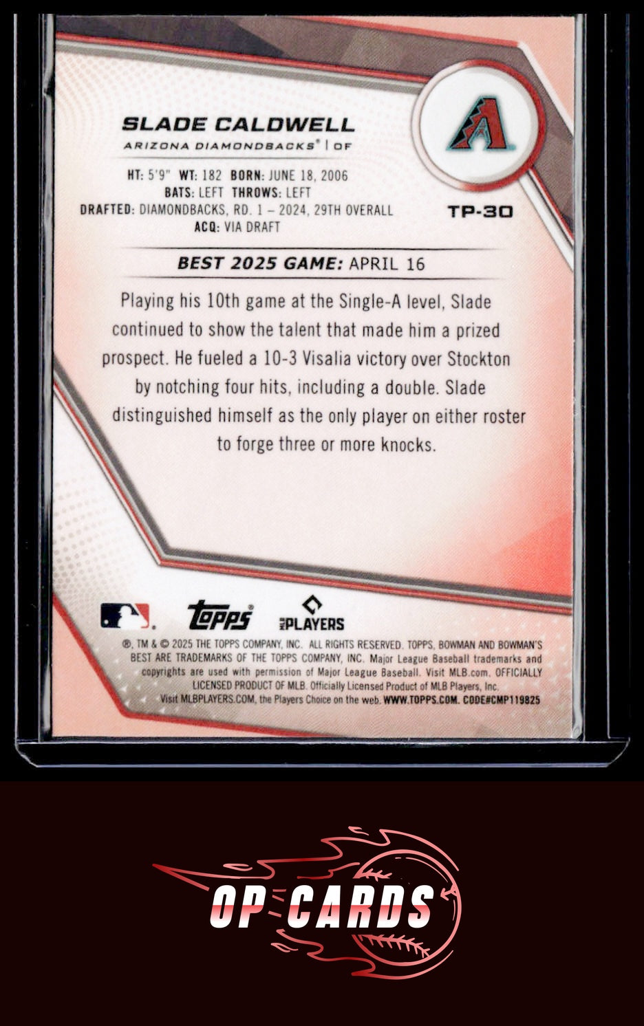 Slade Caldwell 2025 Bowman's Best #TP-30 Wave Refractors