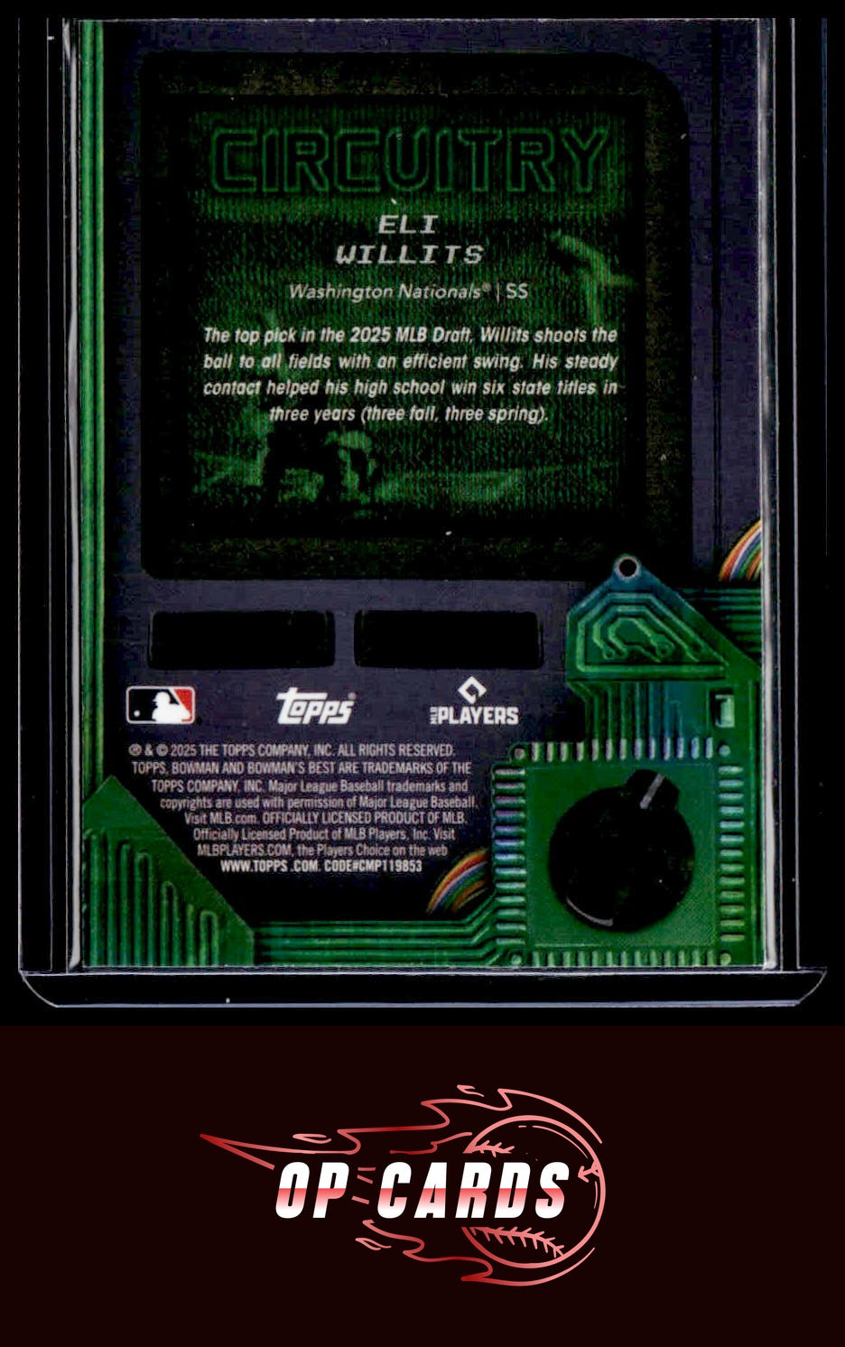 Eli Willits 2025 Bowman's Best #C-23 Circuitry Mini-Diamond Refractors