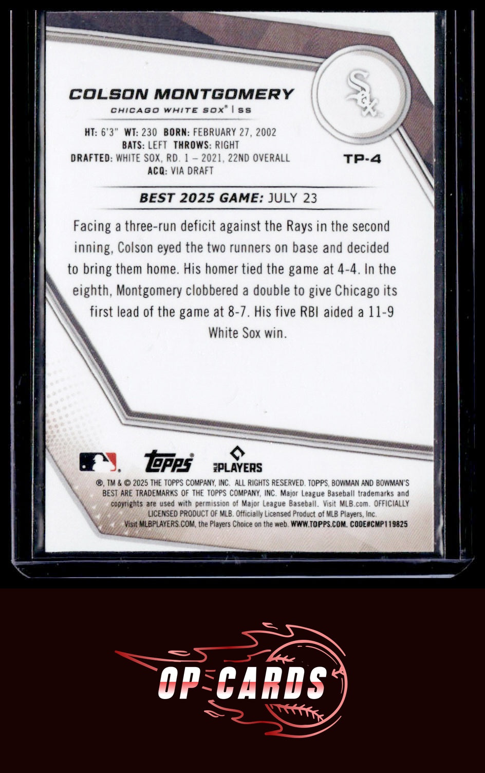 Colson Montgomery 2025 Bowman's Best #TP-4 Wave Refractors