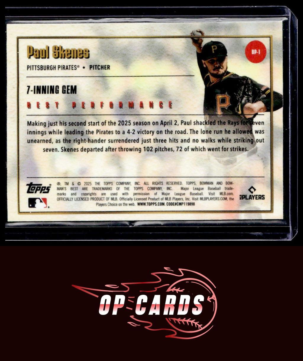 Paul Skenes 2025 Bowman's Best #BP-1 Best Performance Mini-Diamond Refractors