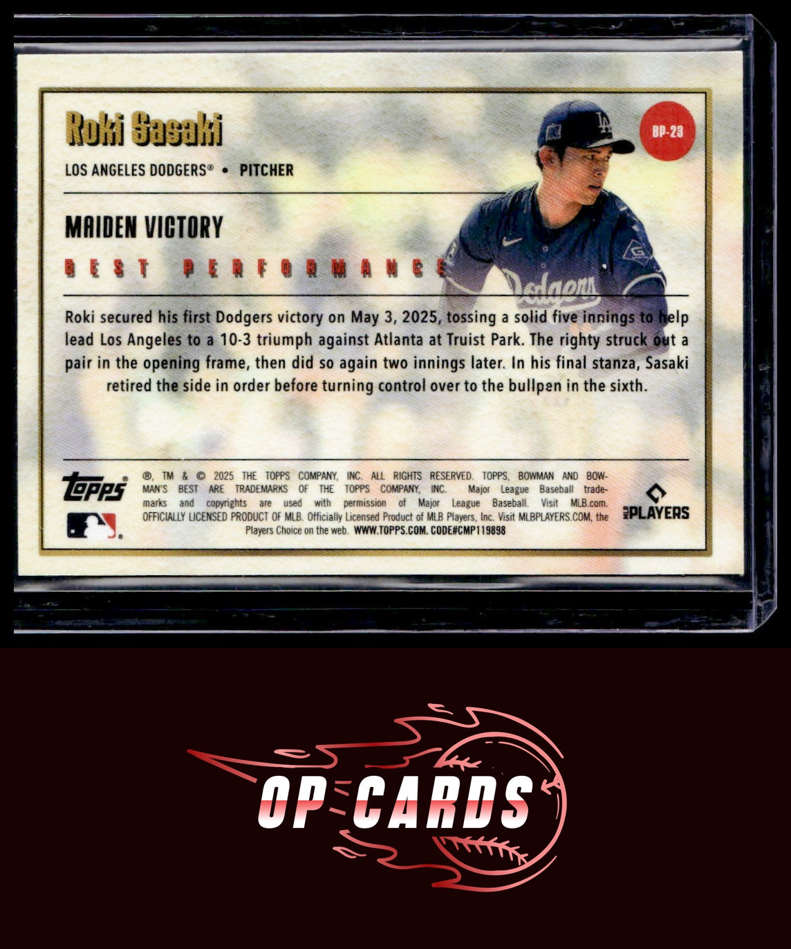 Roki Sasaki 2025 Bowman's Best #BP-23 Best Performance Mini-Diamond Refractors