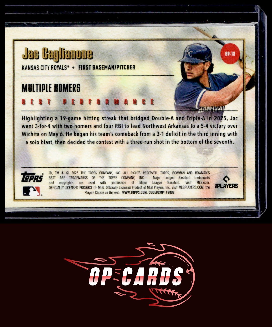 Jac Caglianone 2025 Bowman's Best #BP-13 Performance Mini-Diamond Refractors