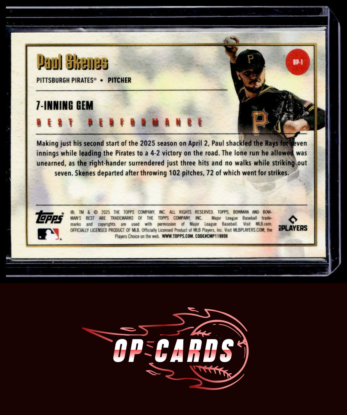 Paul Skenes 2025 Bowman's Best #BP-1 Best Performance