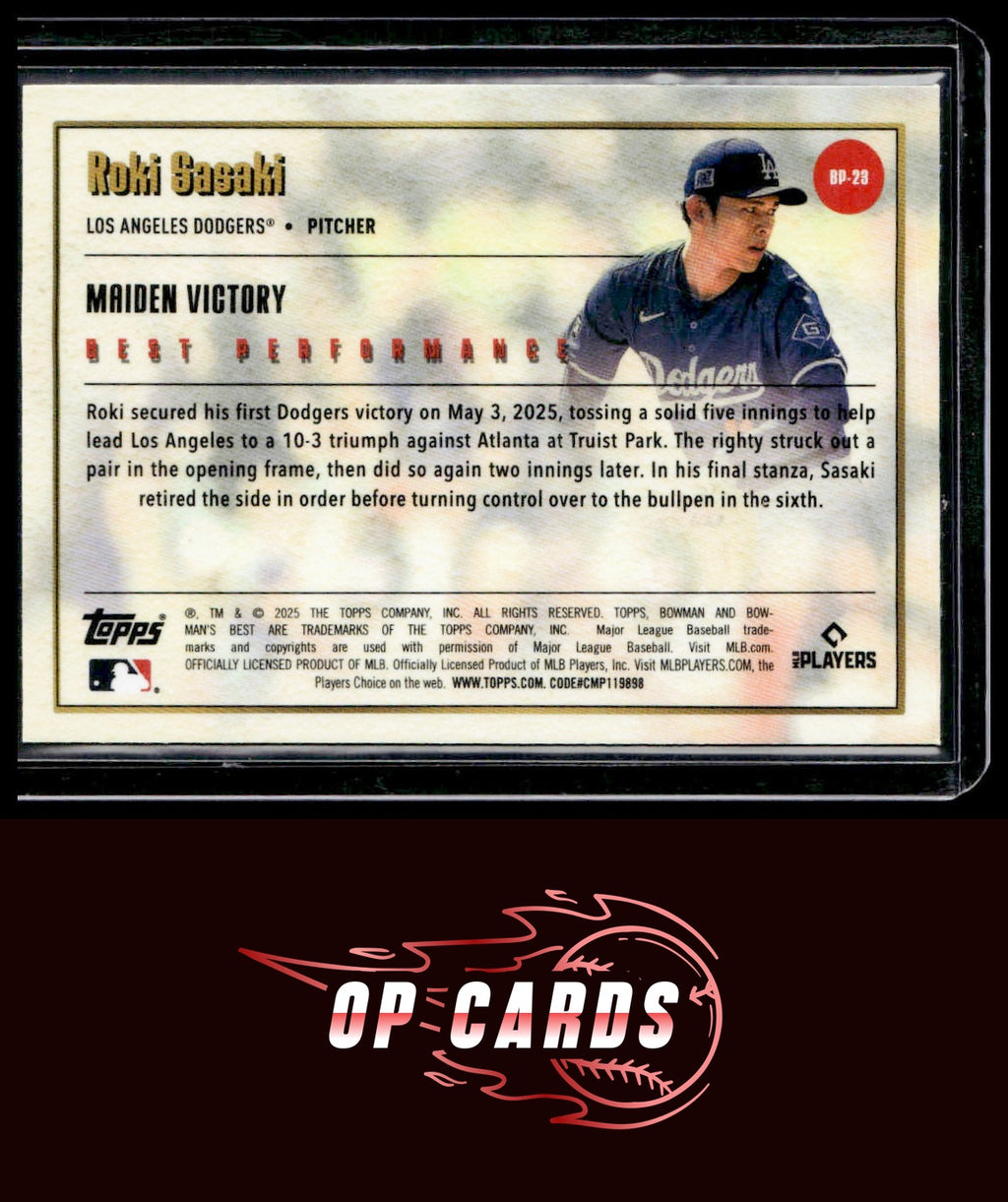Roki Sasaki 2025 Bowman's Best #BP-23 Best Performance