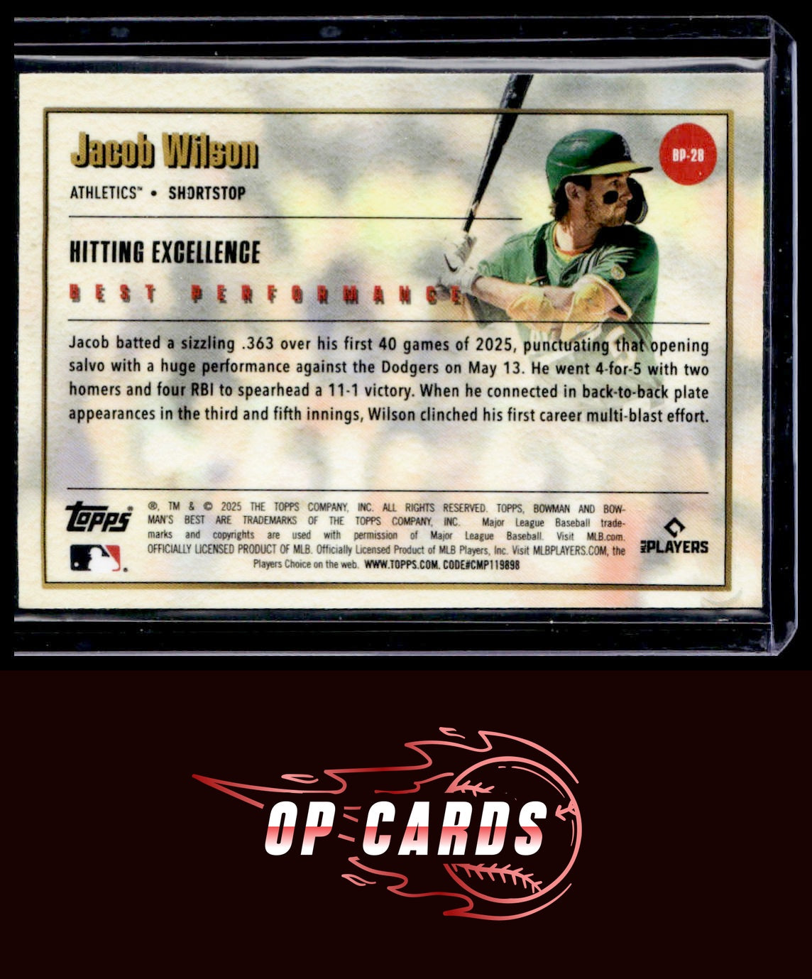 Jacob Wilson 2025 Bowman's Best #BP-28 Best Performance Mini-Diamond Refractors