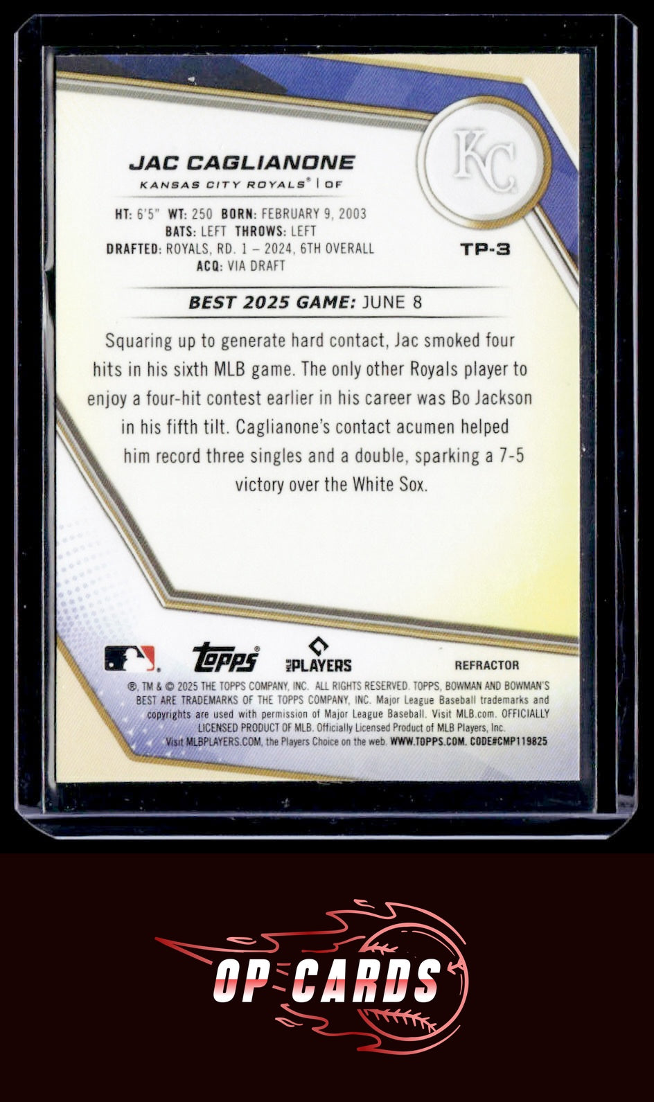 Jac Caglianone 2025 Bowman's Best #TP-3 Refractors