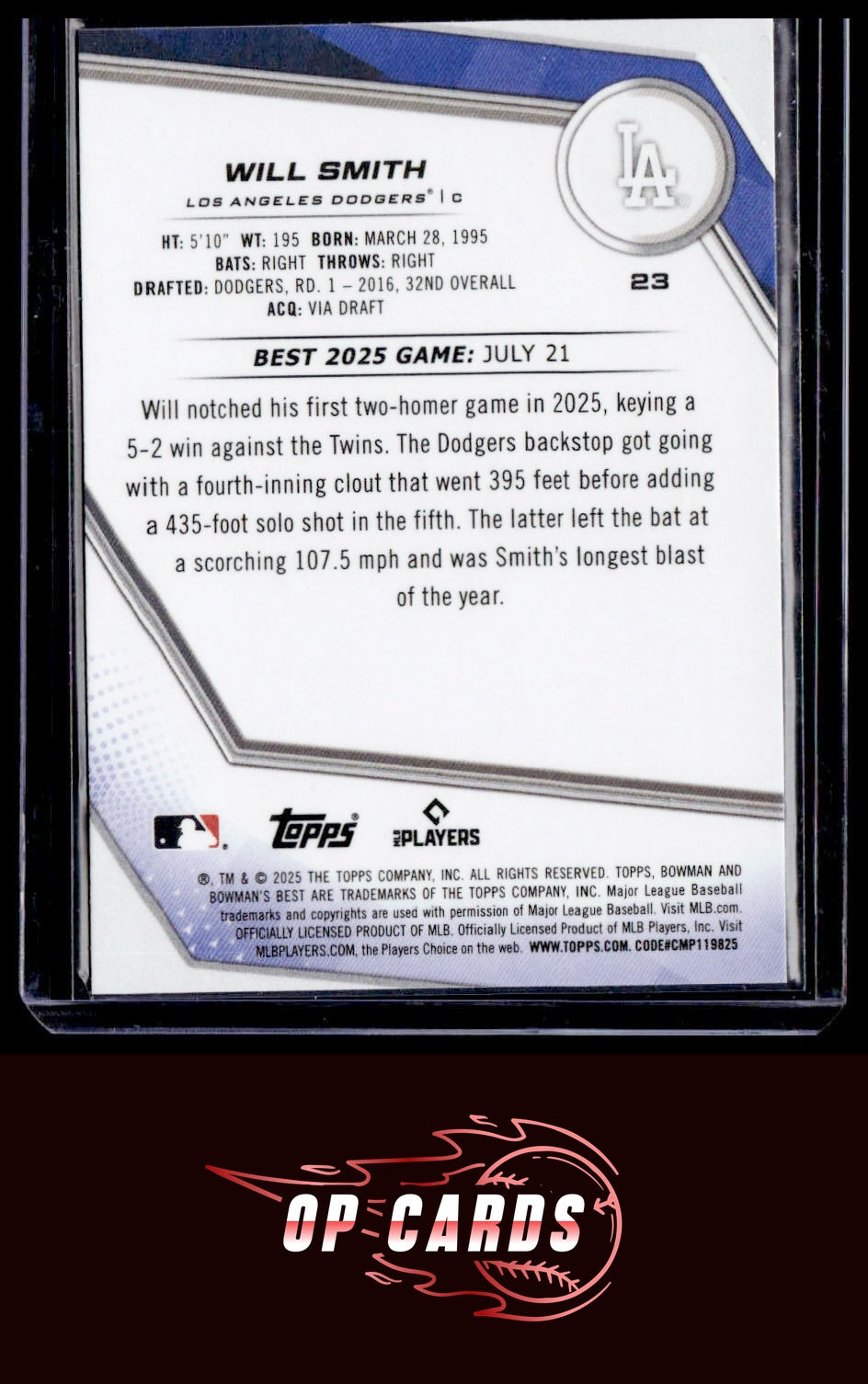 Will Smith 2025 Bowman's Best #23 Wave Refractors