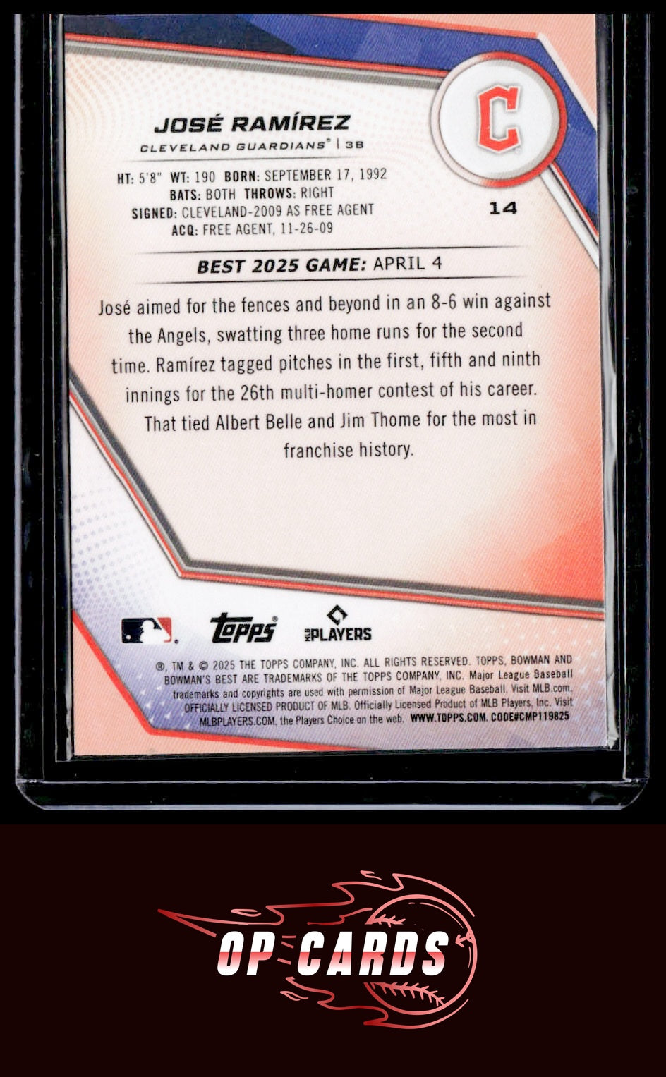 José Ramírez 2025 Bowman's Best #14 Wave Refractors