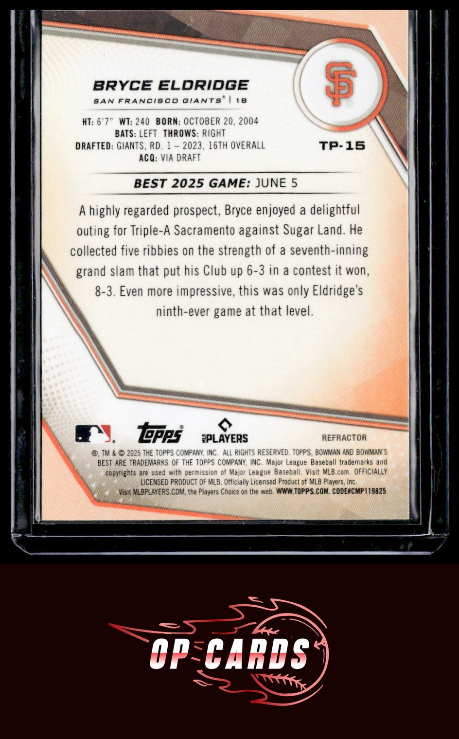 Bryce Eldridge 2025 Bowman's Best #TP-15 Refractors