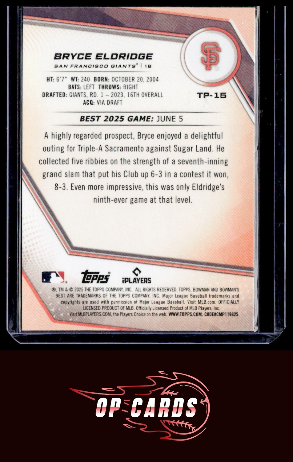 Bryce Eldridge 2025 Bowman's Best #TP-15 Wave Refractors