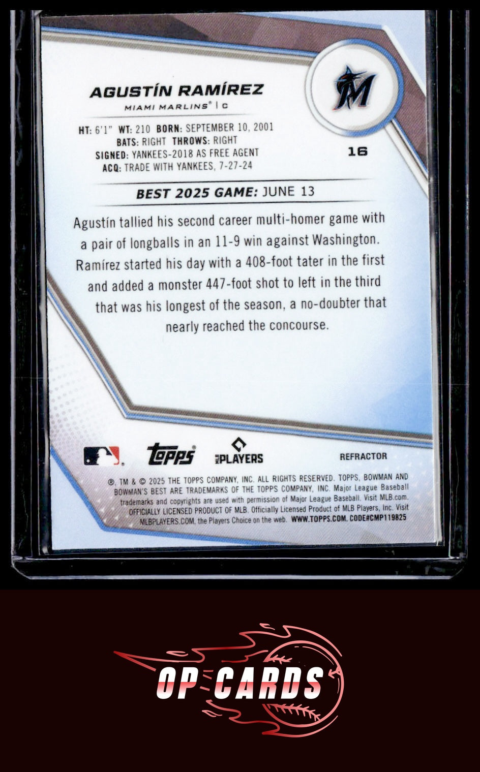 Agustín Ramírez 2025 Bowman's Best #16 Wave Refractors