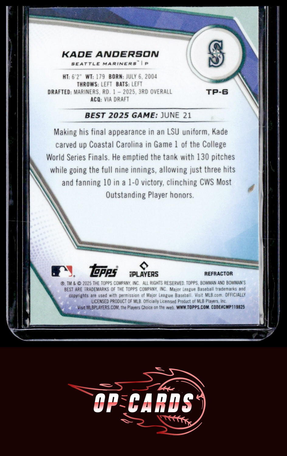 Kade Anderson 2025 Bowman's Best #TP-6 Refractors