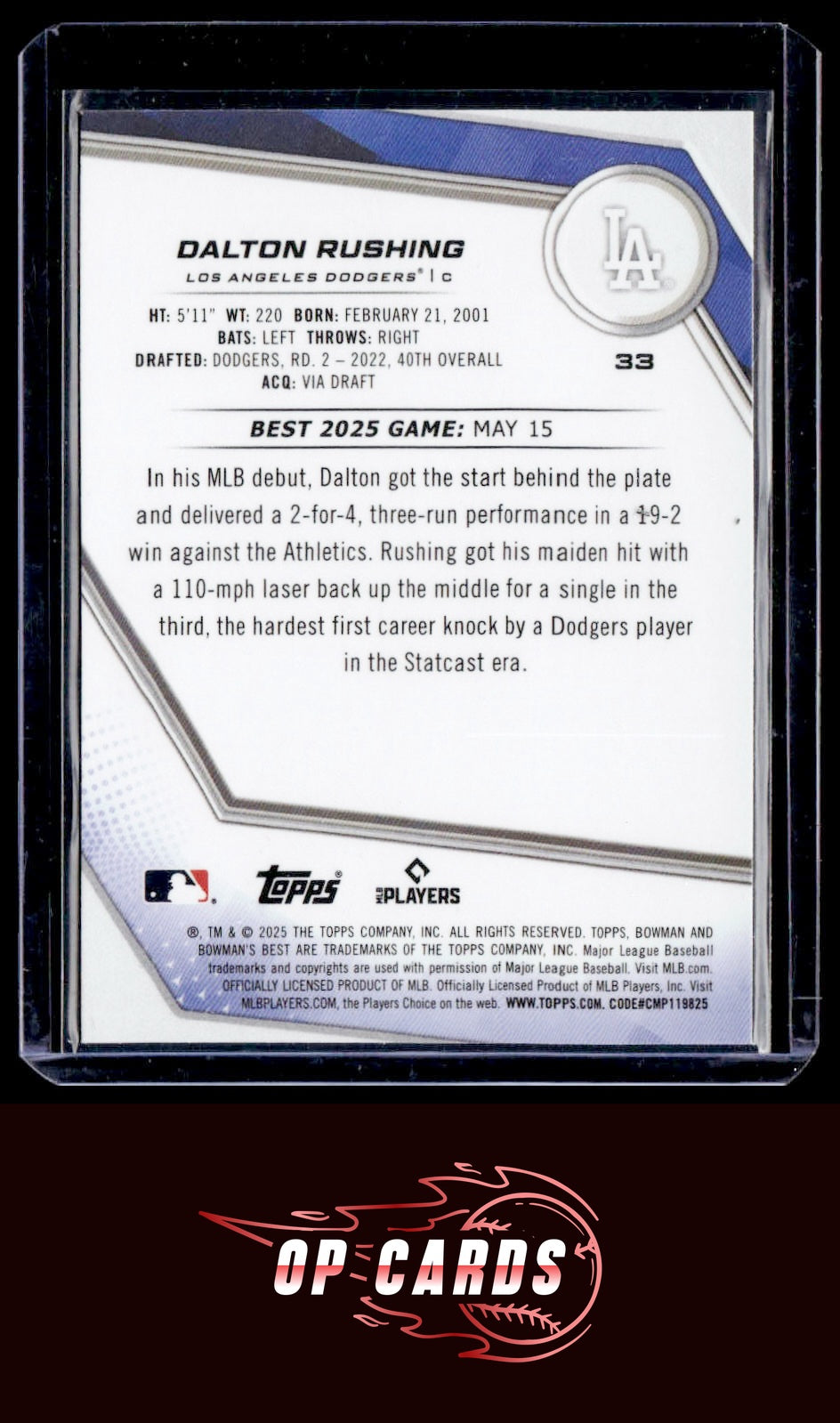 Dalton Rushing 2025 Bowman's Best #33 Wave Refractors