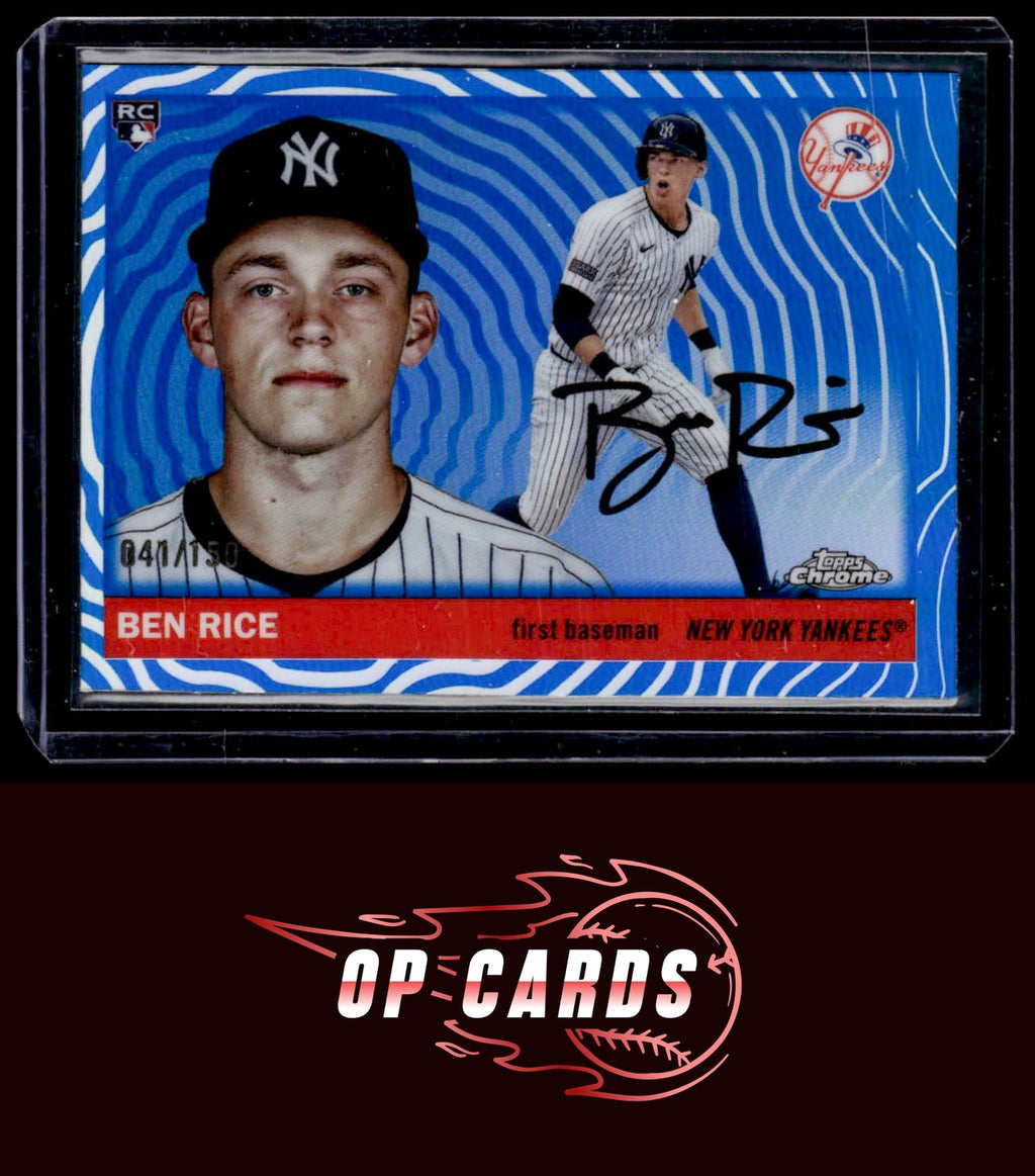 Ben Rice 2025 Topps Chrome Platinum #311 Blue Vibrations Refractors #/150
