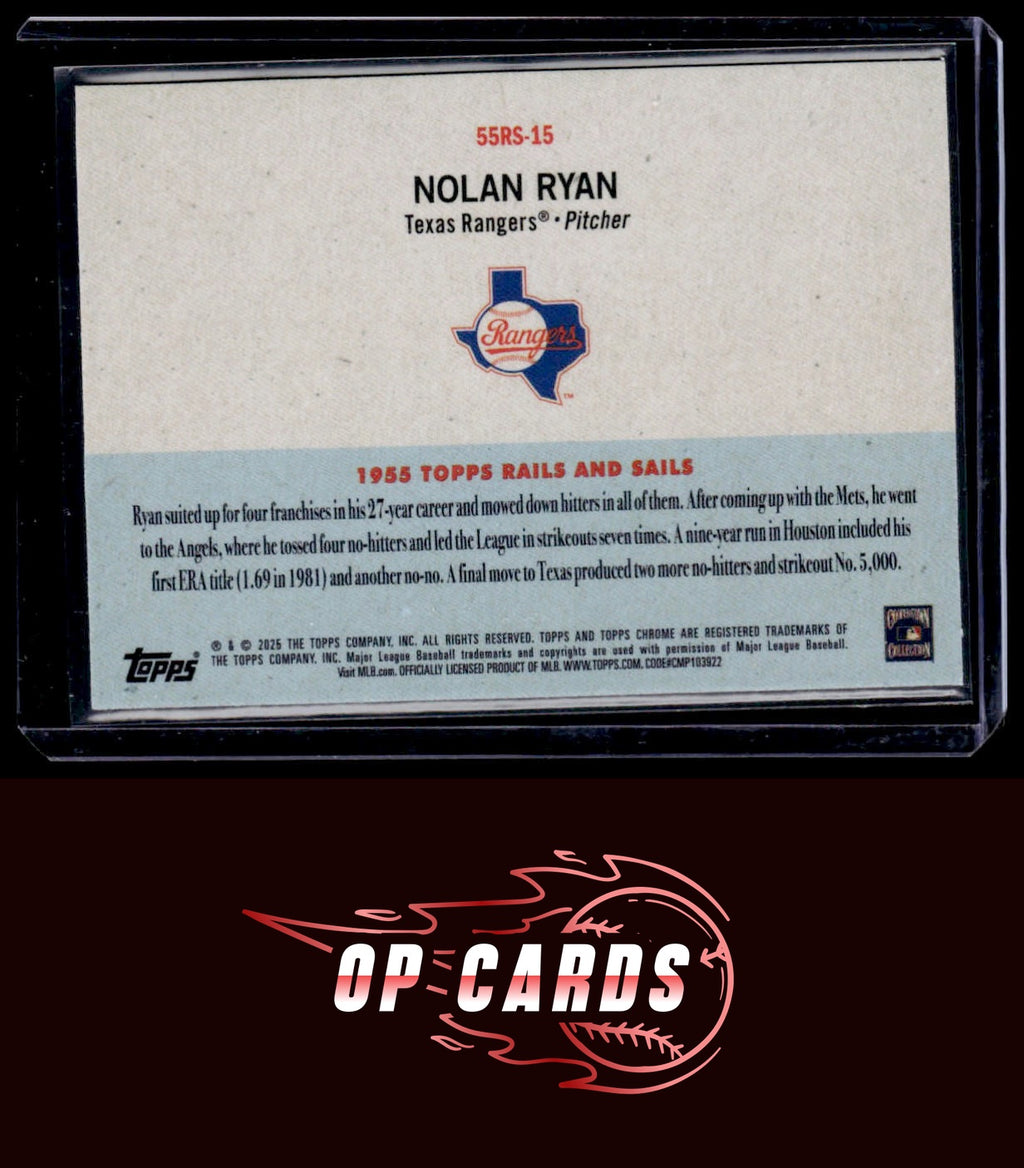 Nolan Ryan 2025 Topps Chrome Platinum #55RS-15 1955 Topps Rails and Sails