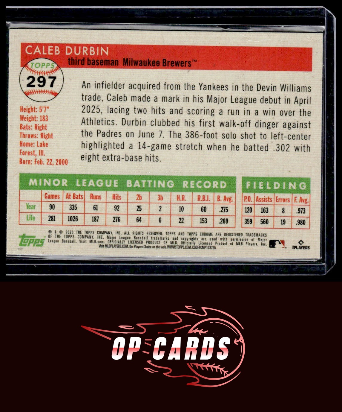 Caleb Durbin 2025 Topps Chrome Platinum #297 Topps Refractors #/499