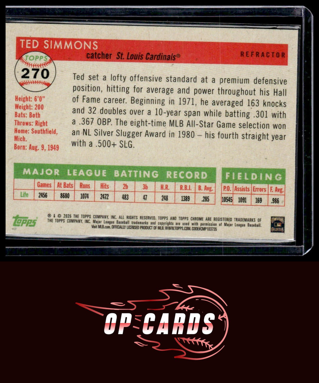 Ted Simmons 2025 Topps Chrome Platinum #270 Refractors