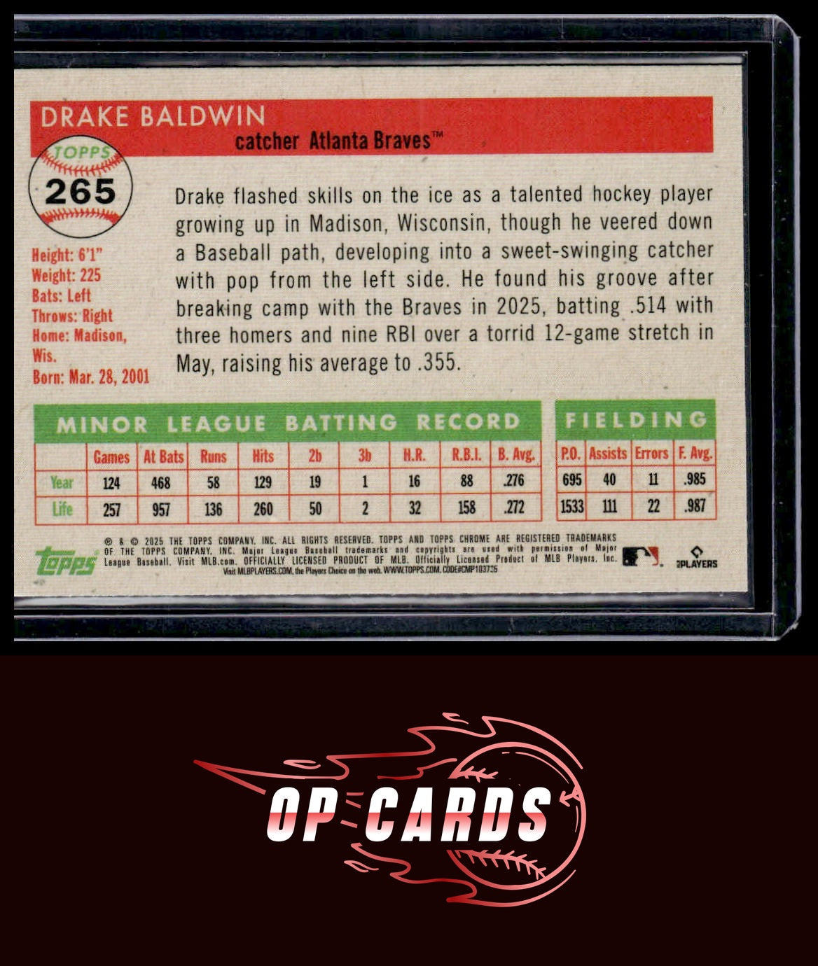 Drake Baldwin 2025 Topps Chrome Platinum #265