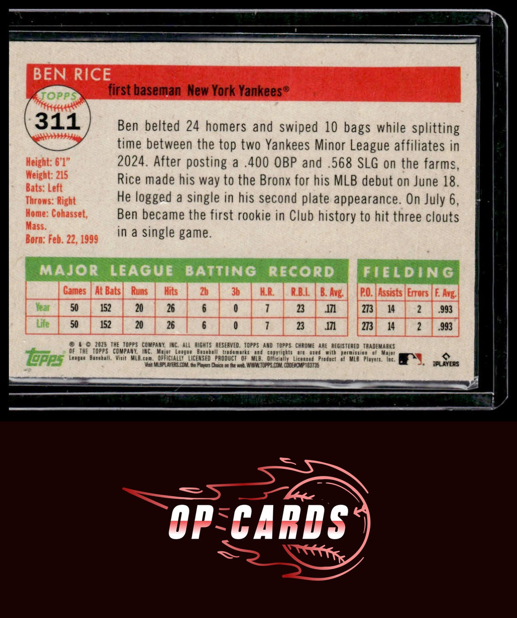 Ben Rice 2025 Topps Chrome Platinum #311