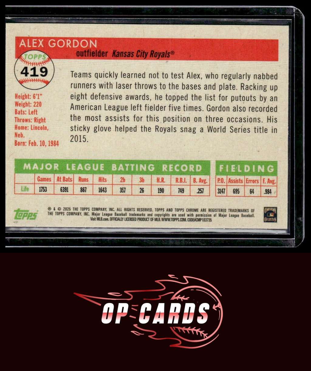 Alex Gordon 2025 Topps Chrome Platinum #419 Purple Vibrations Refractors /250