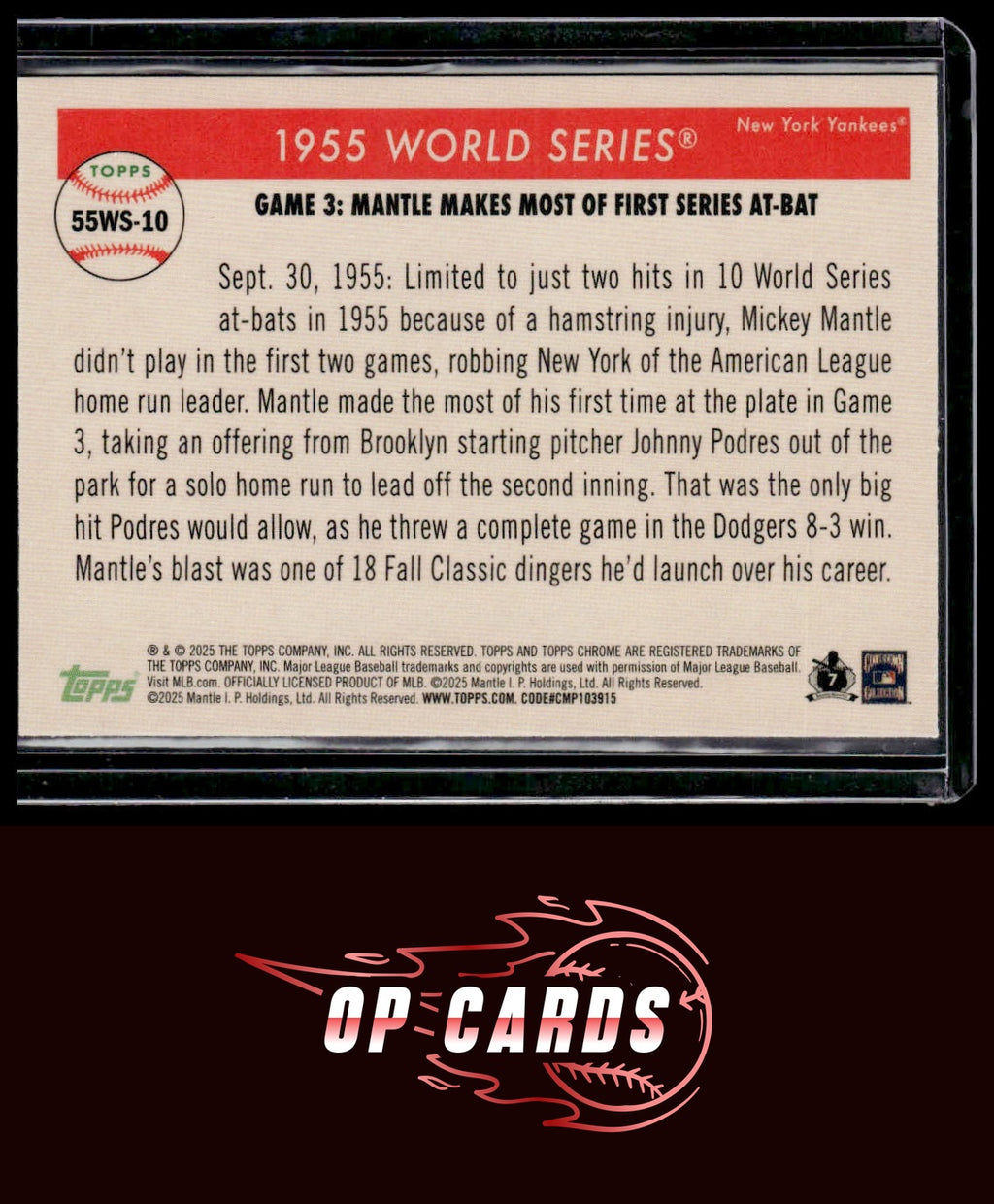 Mickey Mantle 2025 Topps Chrome Platinum #55WS-10 1955 World Series