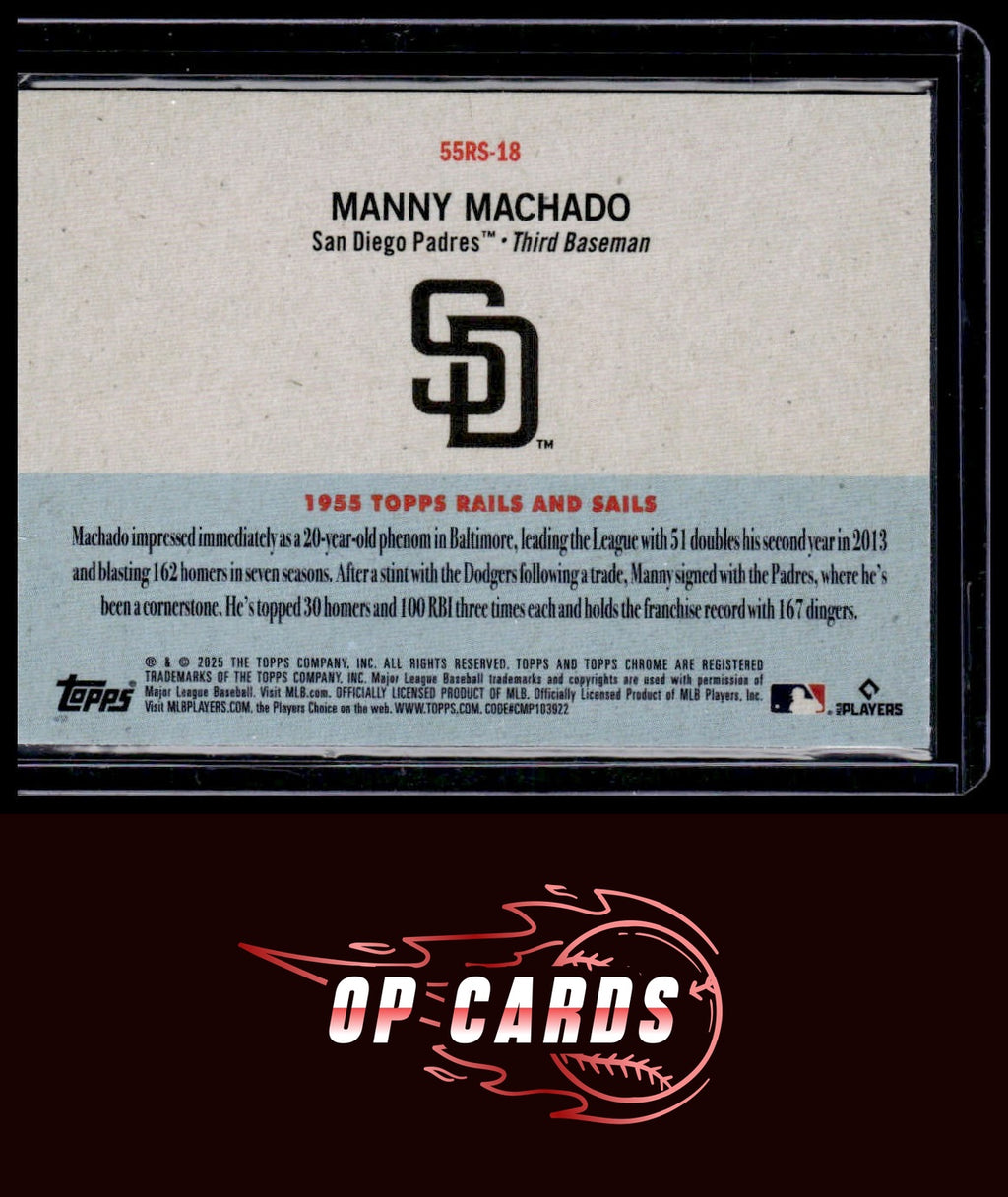 Manny Machado 2025 Topps Chrome Platinum #55RS-18 1955 Topps Rails and Sails