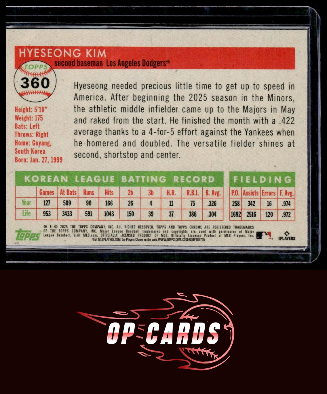 Hyeseong Kim 2025 Topps Chrome Platinum #360