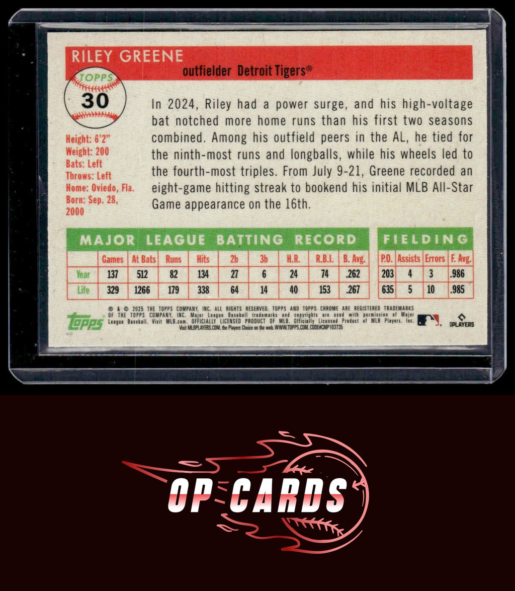 Riley Greene 2025 Topps Chrome Platinum #30 Topps Refractors #/499