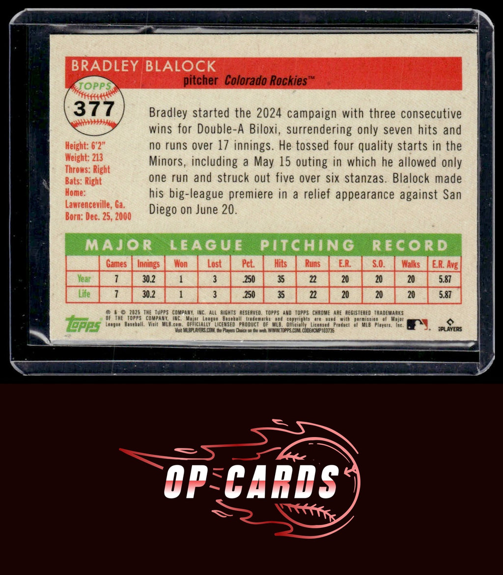 Bradley Blalock 2025 Topps Chrome Platinum #377 X-Fractors