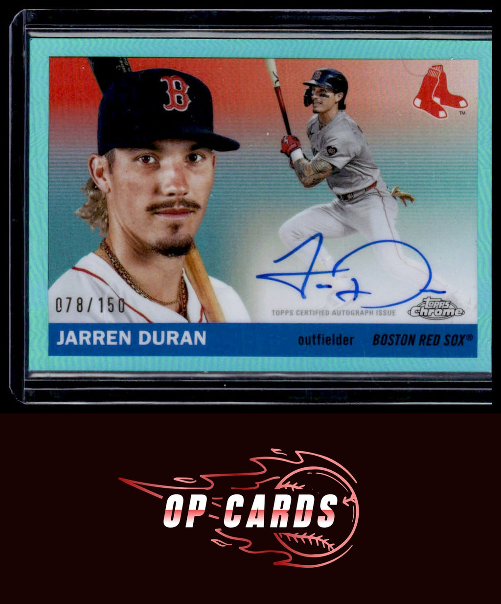 Jarren Duran 2025 Topps Chrome Platinum #CPA-JDU Autograph Aqua Refractors #/150