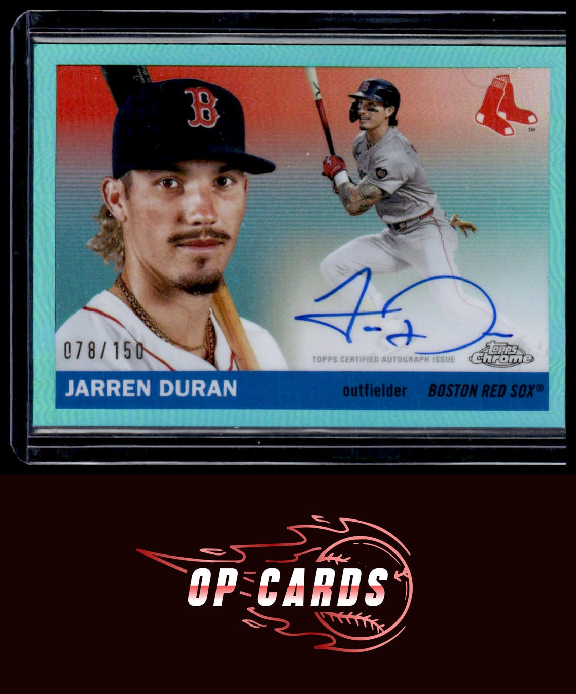 Jarren Duran 2025 Topps Chrome Platinum #CPA-JDU Autograph Aqua Refractors #/150