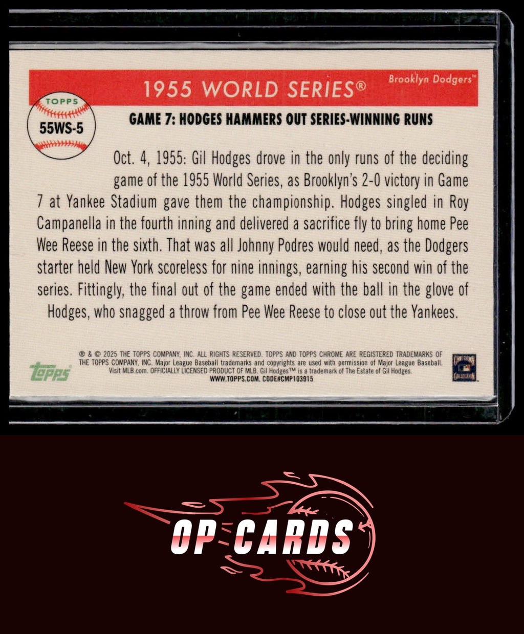 Gil Hodges 2025 Topps Chrome Platinum #55WS-5 1955 World Series