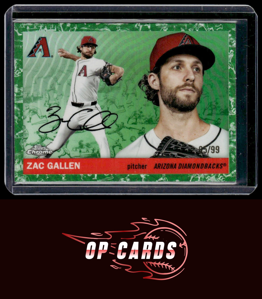Zac Gallen 2025 Topps Chrome Platinum #38 Toile White / Green Refractors #/99