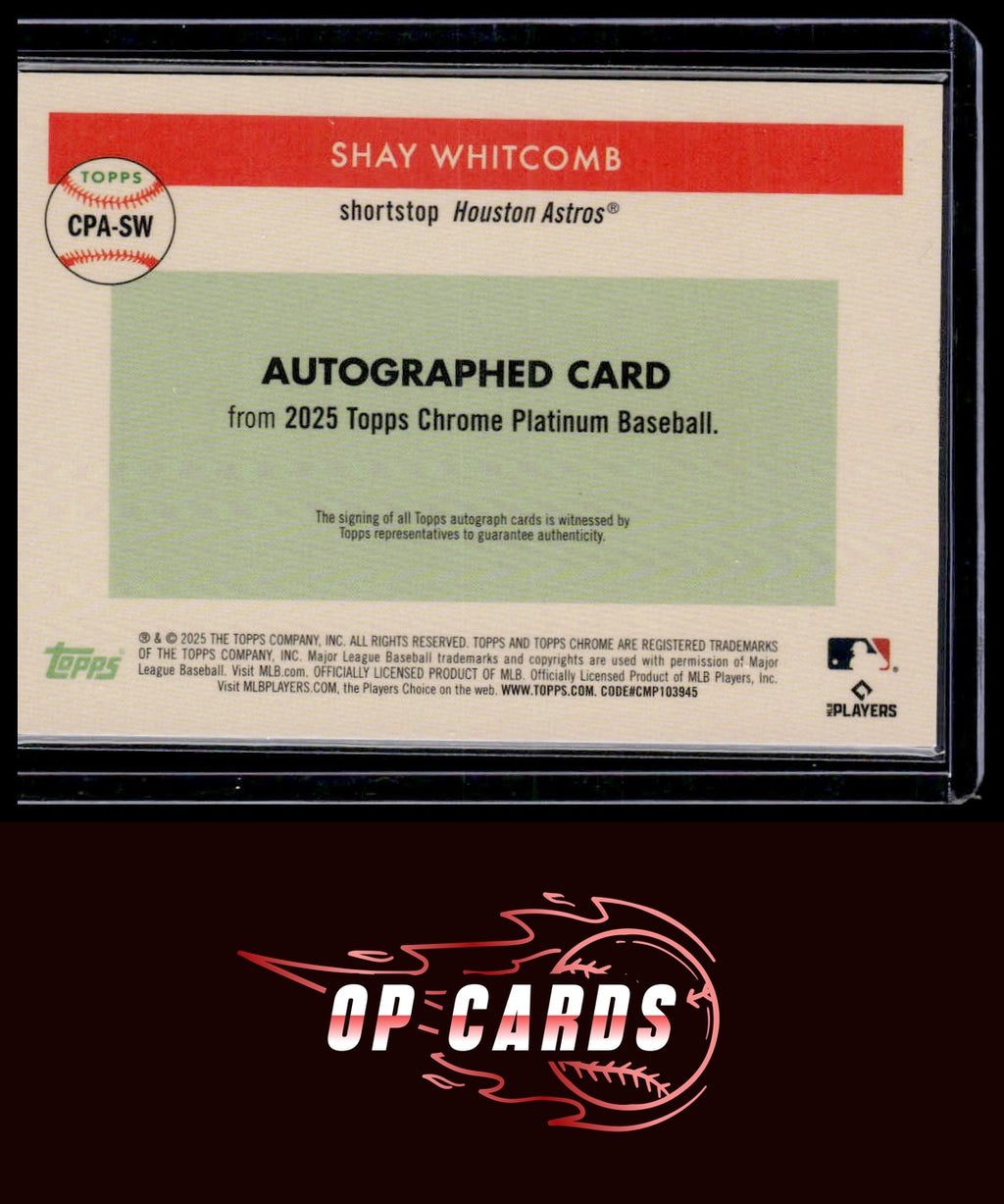 Shay Whitcomb 2025 Topps Chrome Platinum Autograph Blue Prism Refractors #/99