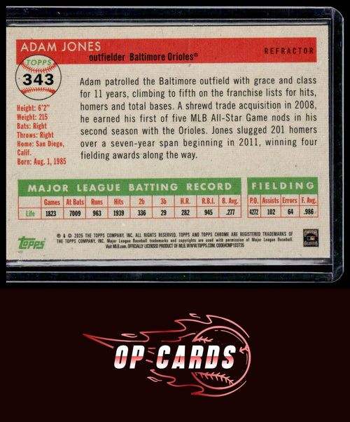 Adam Jones 2025 Topps Chrome Platinum #343 Refractors