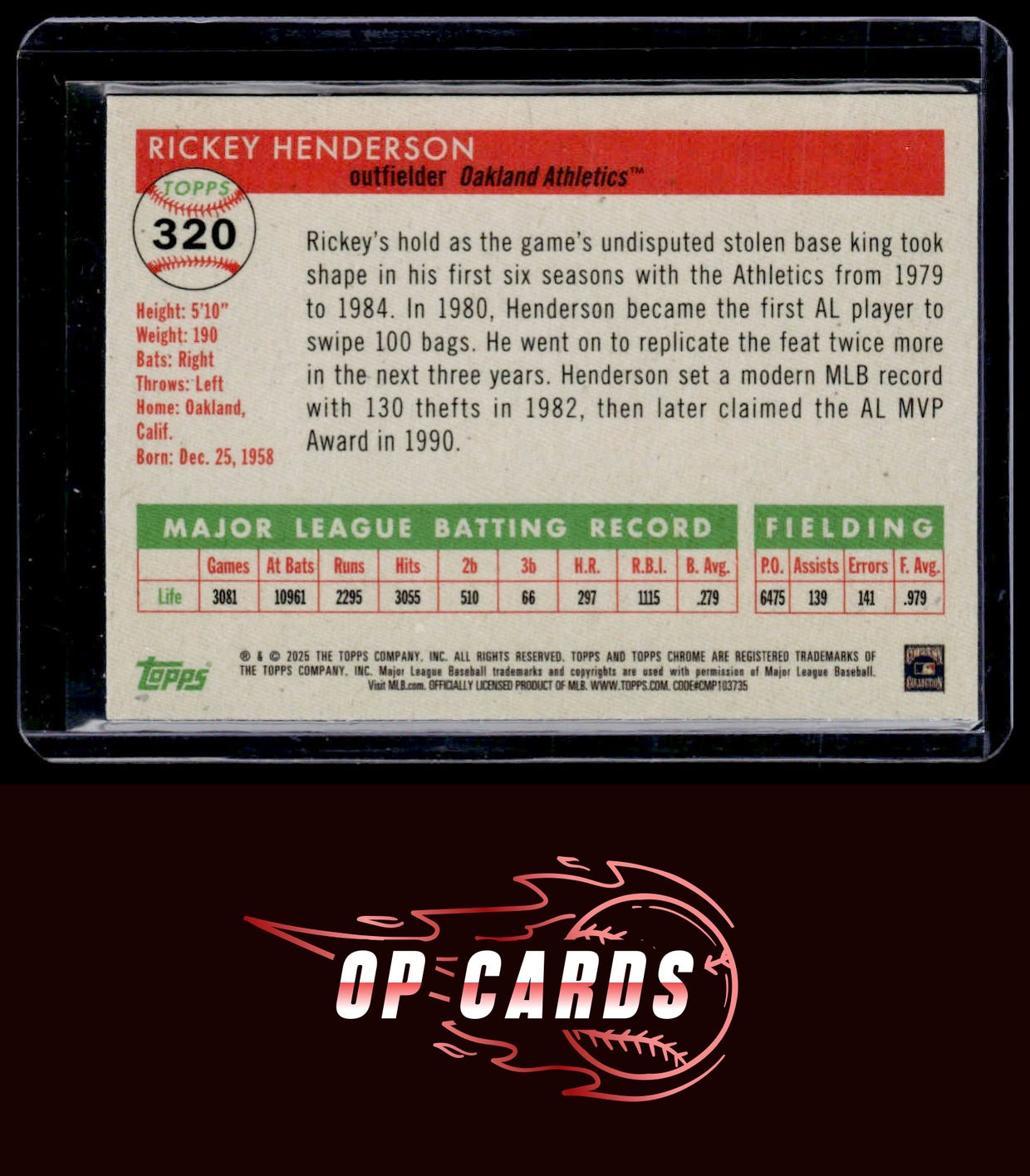 Rickey Henderson 2025 Topps Chrome Platinum #320