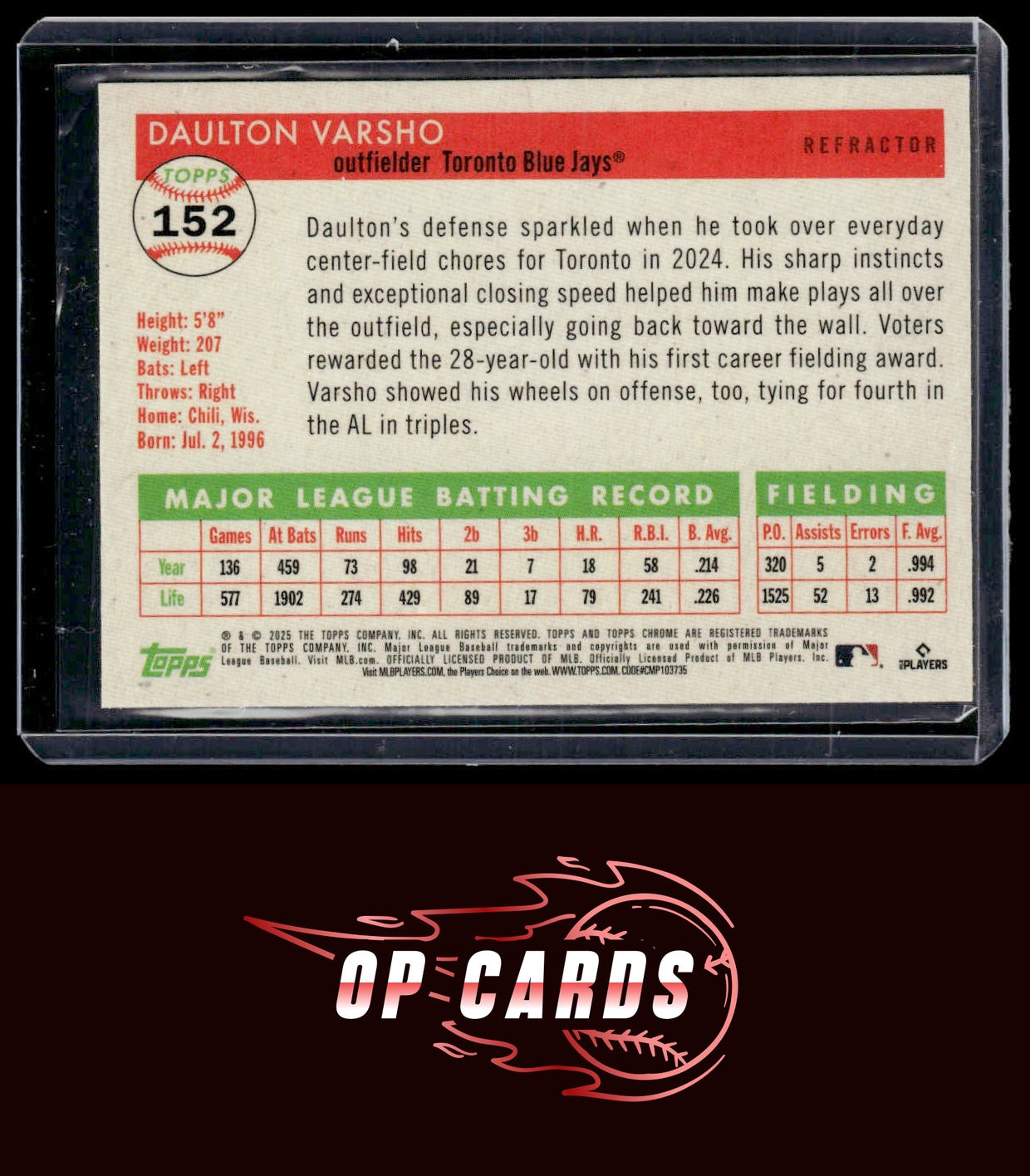 Daulton Varsho 2025 Topps Chrome Platinum #152 Refractors