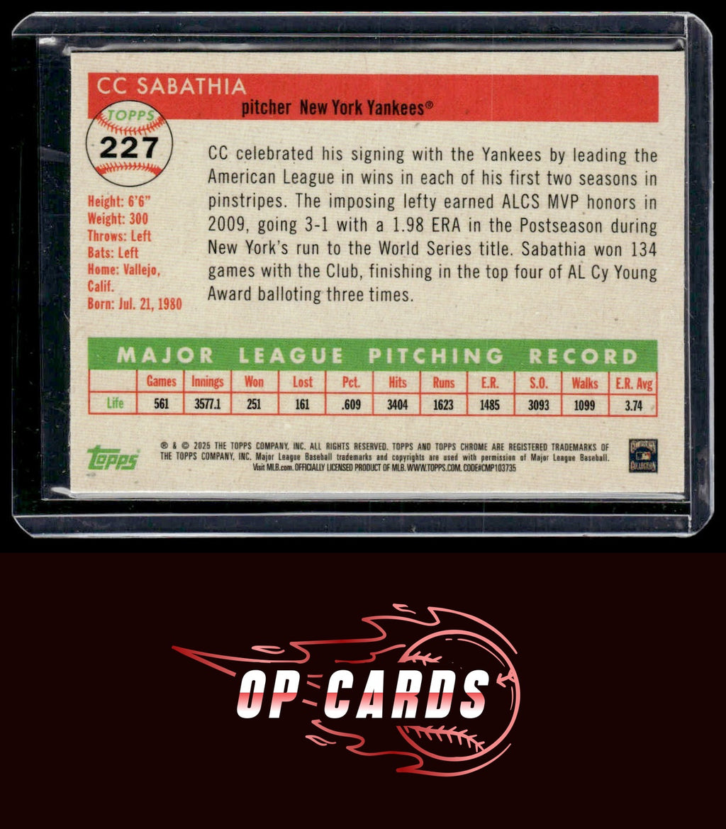 CC Sabathia 2025 Topps Chrome Platinum #227 Speckle Refractors #/150