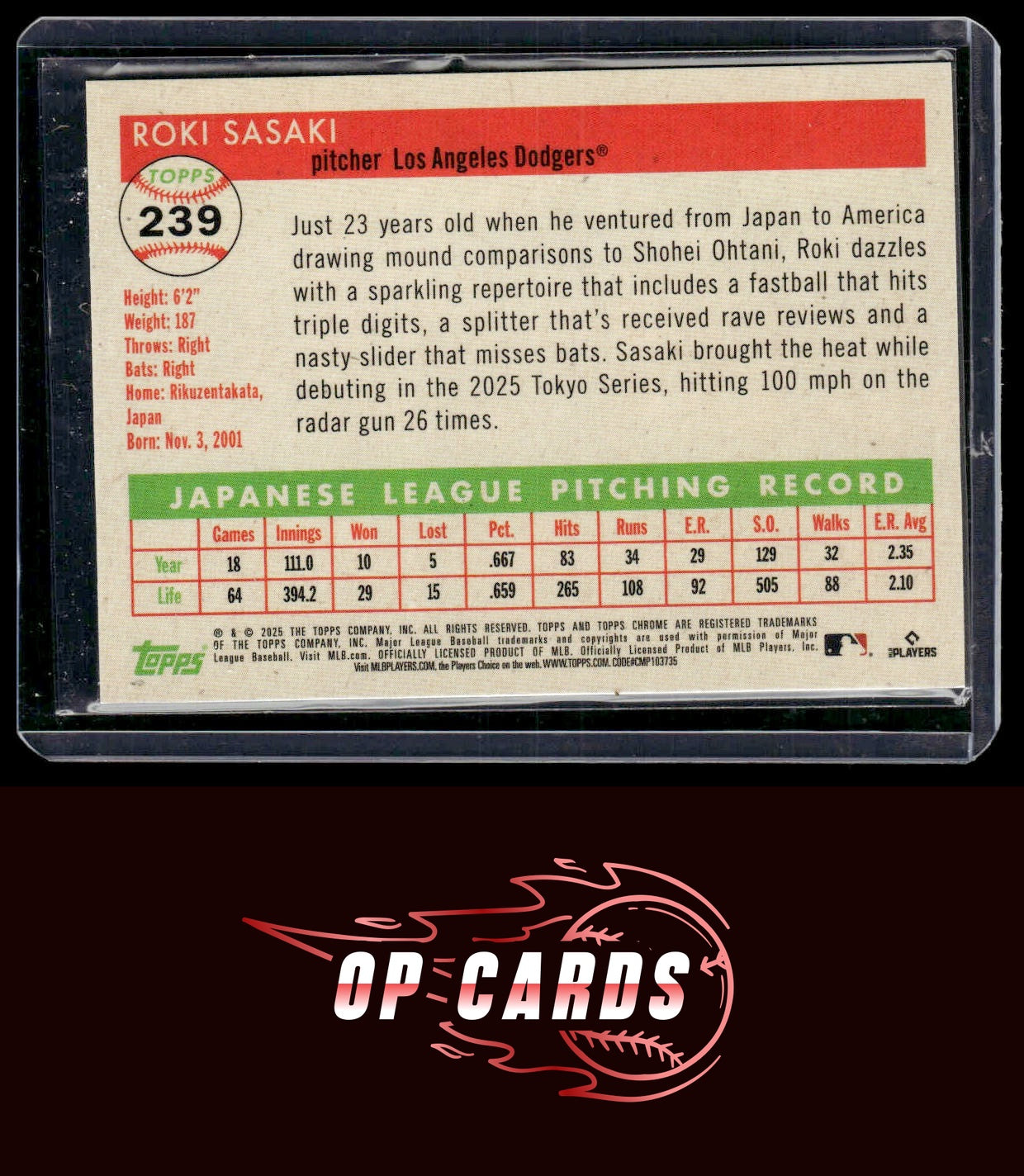 Roki Sasaki 2025 Topps Chrome Platinum #239