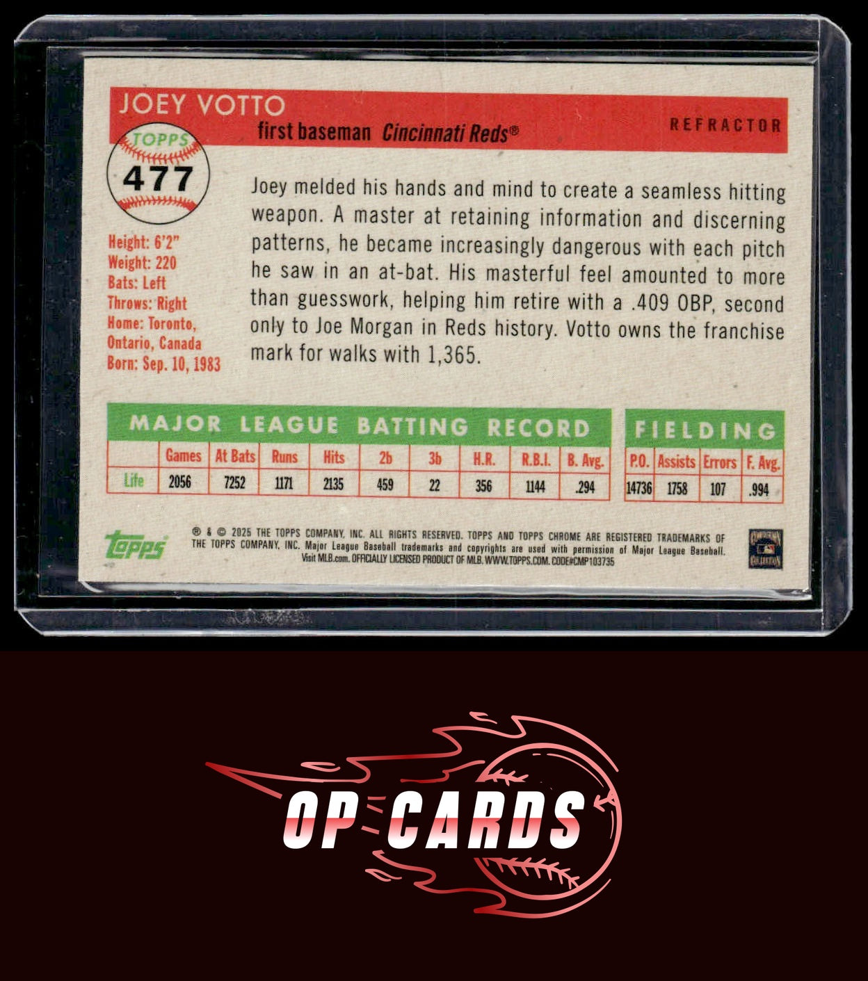 Joey Votto 2025 Topps Chrome Platinum #477 Refractors