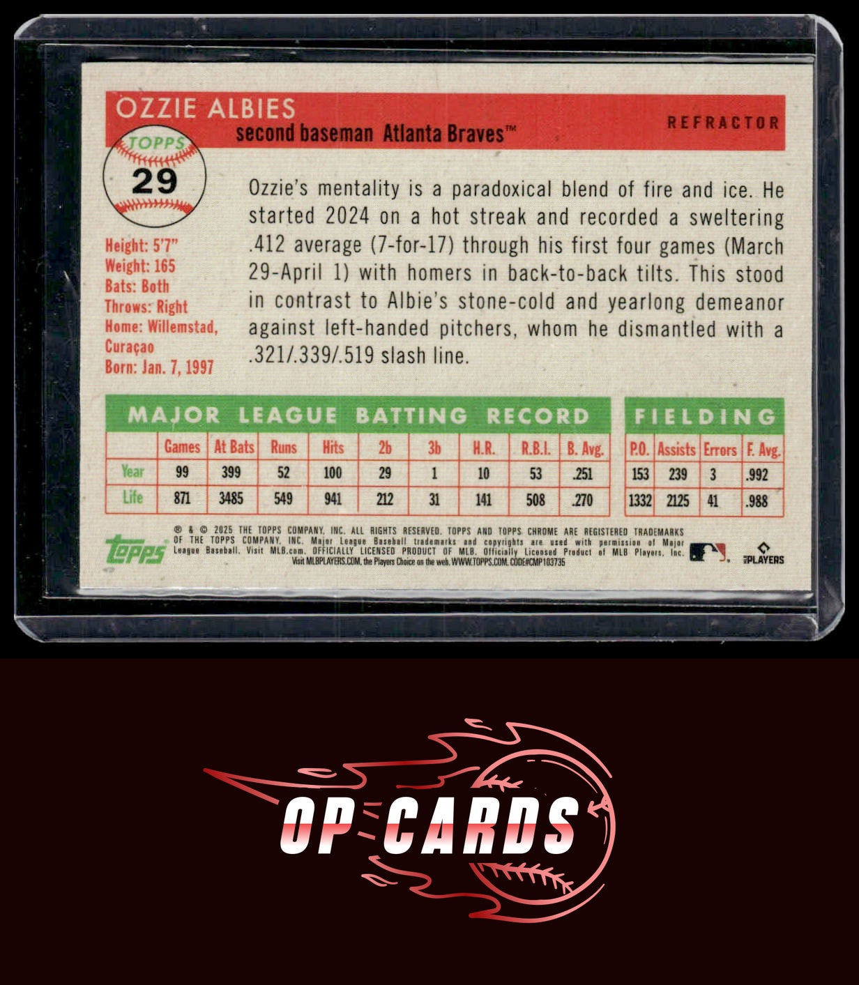 Ozzie Albies 2025 Topps Chrome Platinum #29 Refractors
